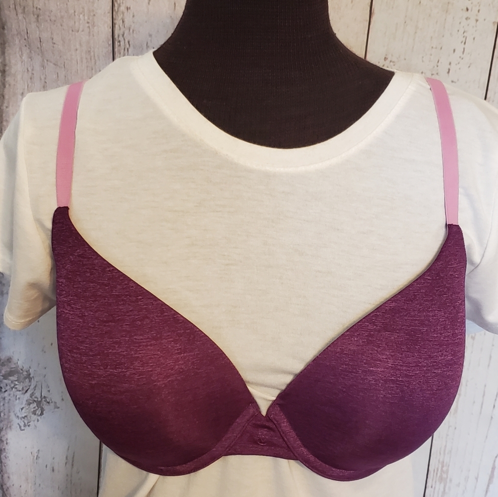 Victoria's Secret uplift semi demi underwire padded bra purple 34DD